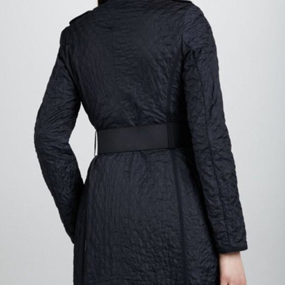 EUC Moncler Black Quilted Elastic-Belt Single Breasted Zip Up Jacket - Picture 4 of 10